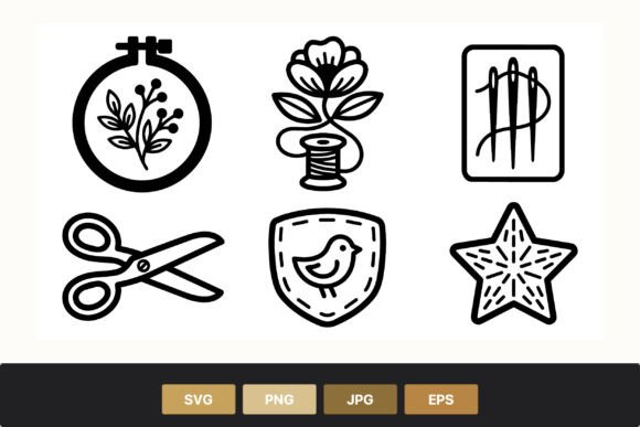 Charming Vector Icons for Handmade Embroidery Gifts