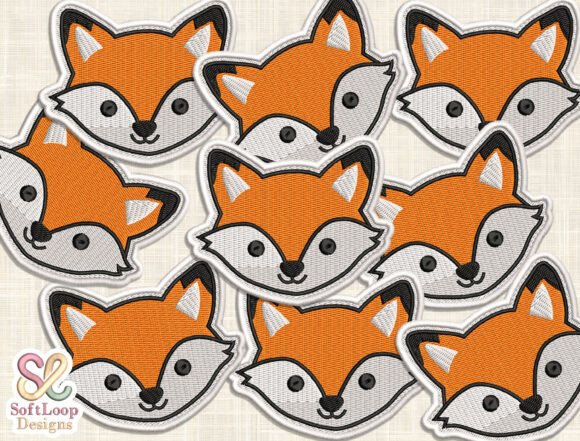 Cute Fox Patch Machine Embroidery Design