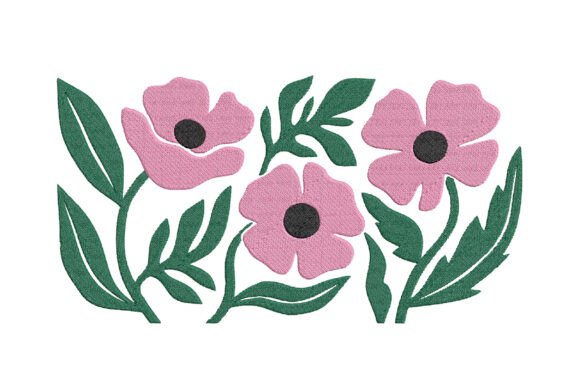 Embroidery Pink Poppies Design