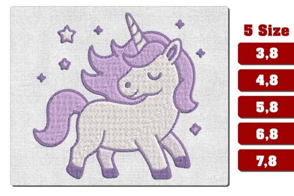 Purple Mane Unicorn Stars Embroidery