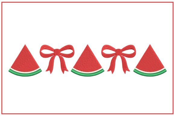 Watermelon and Bow Embroidery: A Playful Summer Design for Seasonal Goods